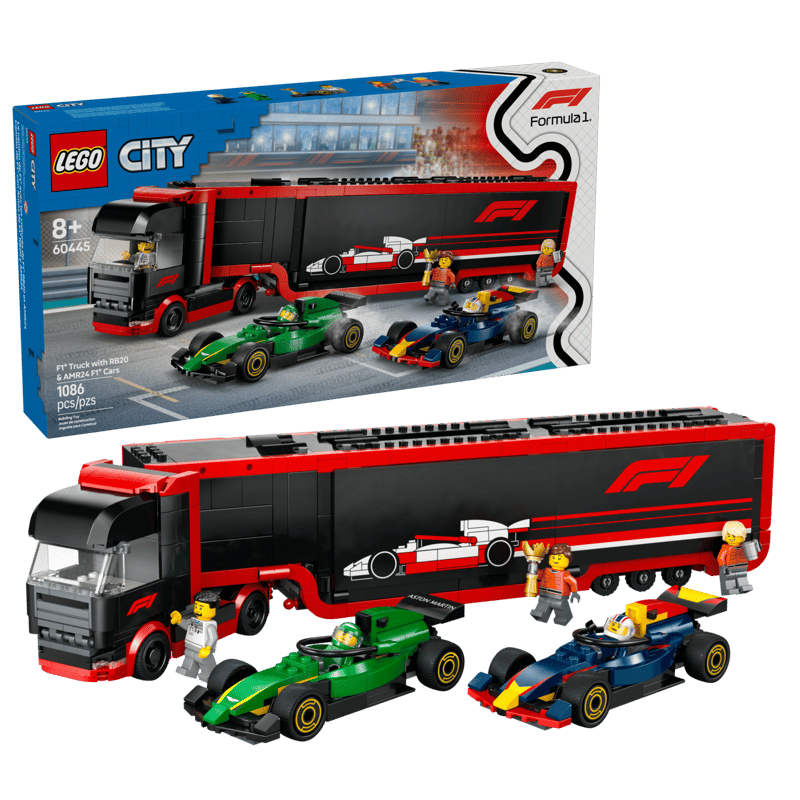 LEGO City F1 Truck with RB20 & AMR24 F1 Cars (60445)