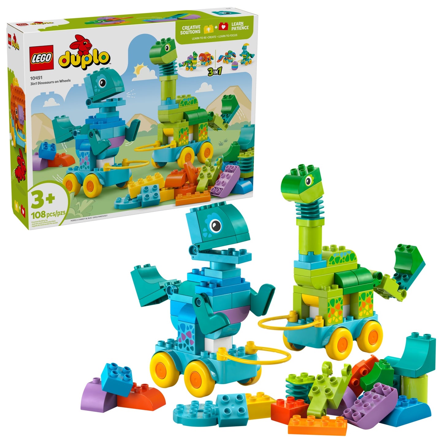 LEGO DUPLO 3 in 1 Dinosaurs on Wheels (10451)