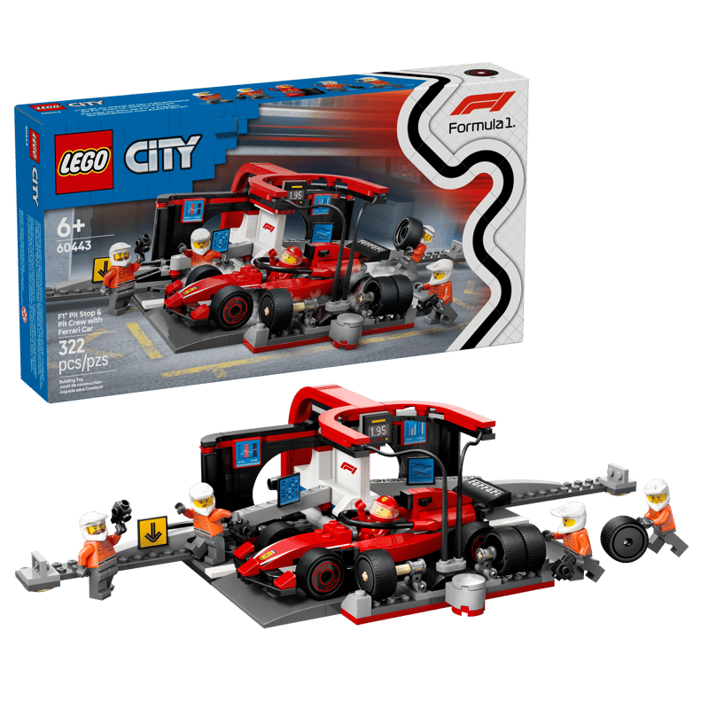 LEGO City F1 Pit Stop & Pit Crew with Ferrari Car Set (60443)