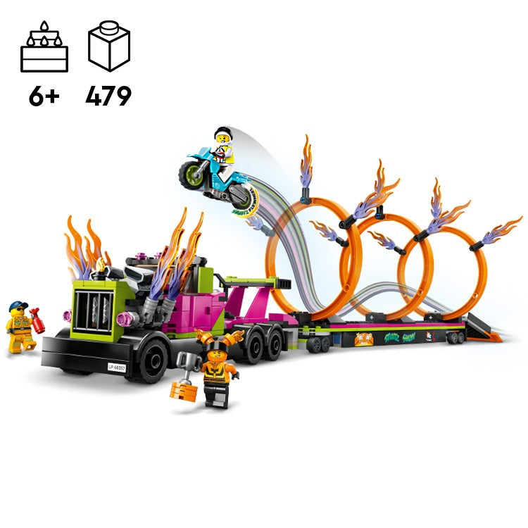 LEGO City Stuntz Stunt Truck and Ring of Fire Challenge (60357)