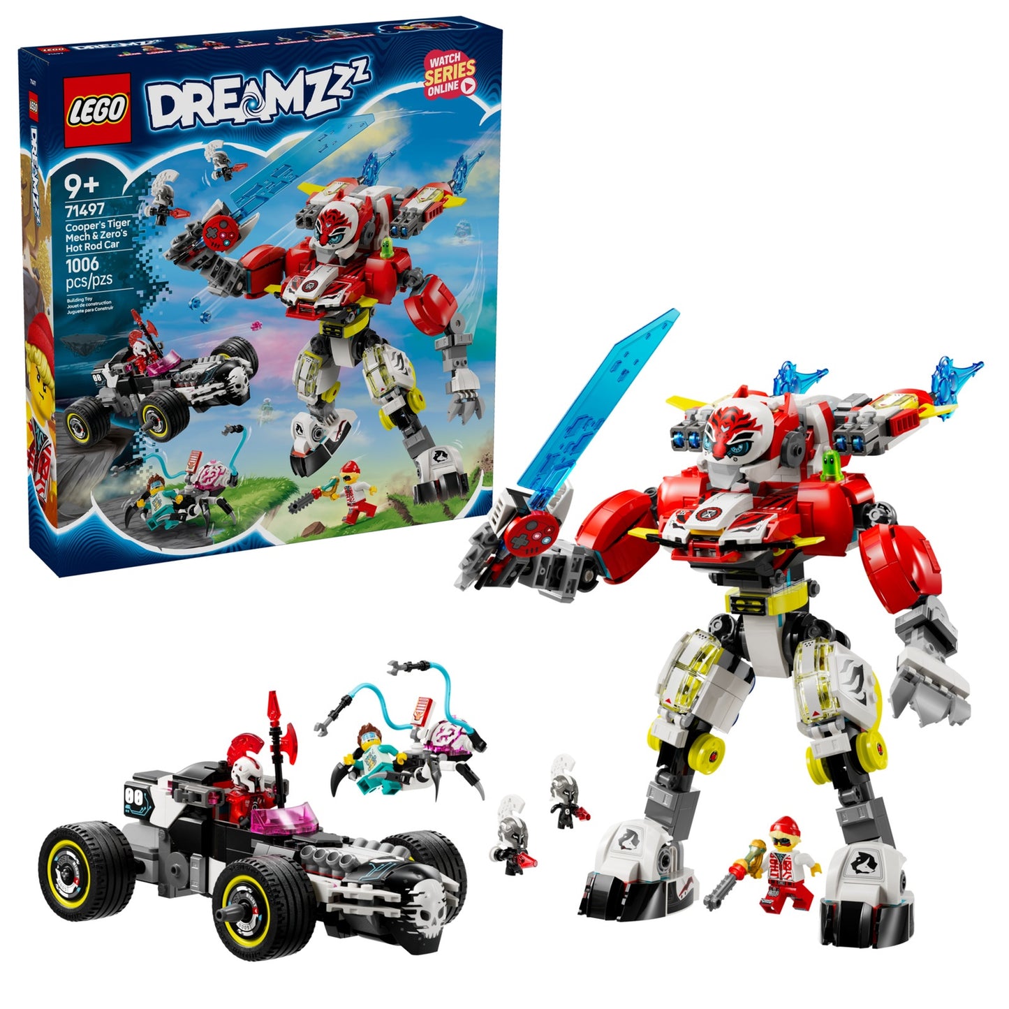 LEGO DreamZzz Cooper's Tiger Mech and Zero's Hot Rod Car (71497)