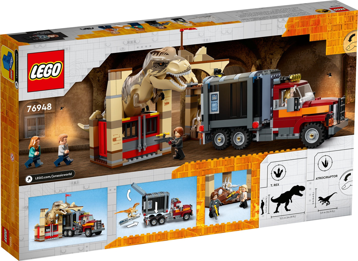 LEGO Jurassic World T. rex and Atrociraptor Dinosaur Breakout (76948)
